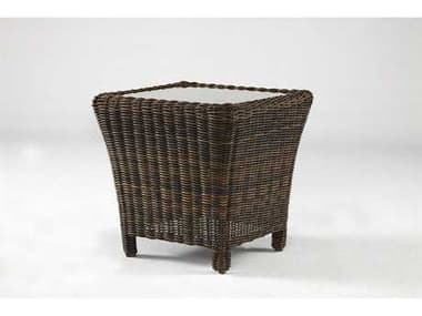 South Sea Rattan Del Ray Wicker Chestnut Square Glass Outdoor Patio End Table SR76643