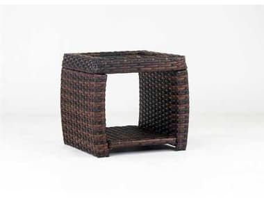 South Sea Rattan Huntington Wicker Hazelnut 26''W x 23''D Rectangular Glass Top End Table SR77243