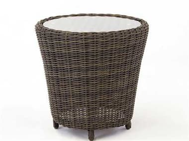 South Sea Rattan Barrington Wicker Chestnut 24''W x 20''D Rectangular End Glass Top Glass End Table SR77743