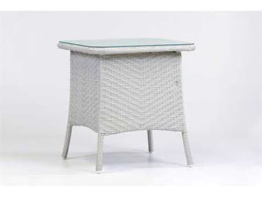 South Sea Rattan Bahia Wicker Square Glass Top Patio End Table SR78343