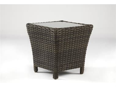 South Sea Rattan Panama Wicker Charcoal Brown 27''Wide Square Poly Top End Table SR78441