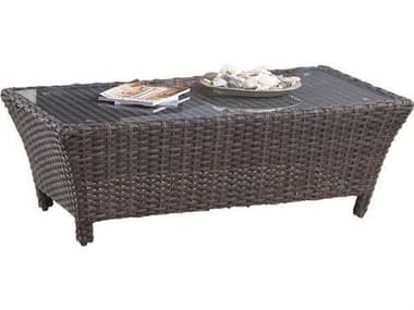 South Sea Rattan Panama Wicker Charcoal Brown Rectangular Poly Top Outdoor Coffee Table SR78442