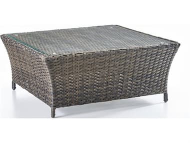 South Sea Rattan Panama Wicker Square Poly Top Outdoor Patio Chat Table SR78446