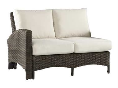 South Sea Rattan Panama Wicker Charcoal Brown Left Arm Outdoor Patio Loveseat SR78462