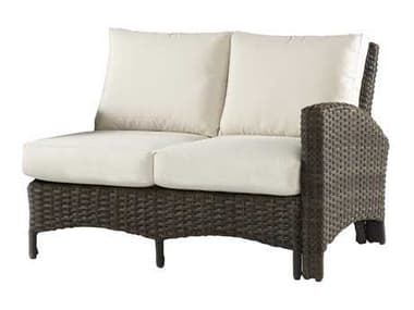 South Sea Rattan Panama Wicker Charcoal Brown Right Arm Patio Loveseat SR78472