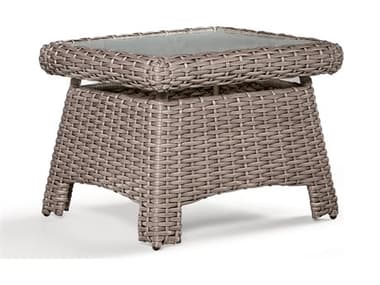 South Sea Rattan Saint Tropez Wicker 26''W x 19''D Rectangular Glass Top End Table SR79341