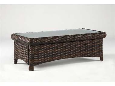 South Sea Rattan St Tropez Wicker Rectangular Glass Top Outdoor Coffee Table SR79344