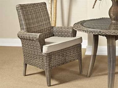 South Sea Rattan Provence Wicker Grey Patina Outdoor Dining Arm Chair SR79921