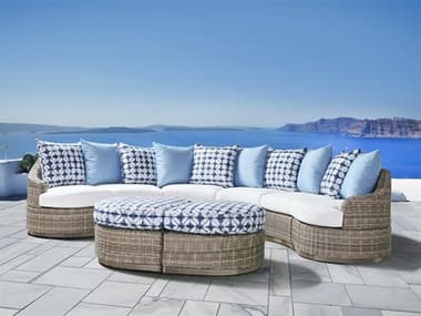 South Sea Rattan Luna Cove Wicker Sectional Lounge Set SRLNACVESECLNGSET