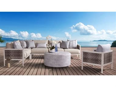 South Sea Rattan Veda Aluminum Sectional Lounge Set SRVDASECLNGSET