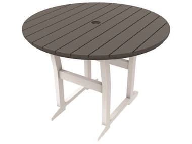 Seaside Casual Coastline Recycled Plastic Cafe Fusion 40'' Round Dining Table with Umbrella Hole SSC323