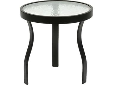 Suncoast Cast Aluminum Round Glass Top Outdoor End Table SU18WG