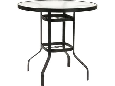 Suncoast Cast Aluminum Round Glass Top Patio Bar Table SU30BKD