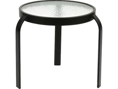 Suncoast Cast Aluminum Round Glass Top Outdoor Patio End Table SU318G