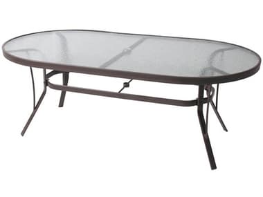 Suncoast Cast Aluminum Oval Glass Top Outdoor Patio Dining Table SU3654KD