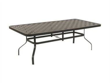 Suncoast Patterned Square Aluminum 84'' x 42'' Rectangular Metal Dining Table with Umbrella Hole SU4284RPA