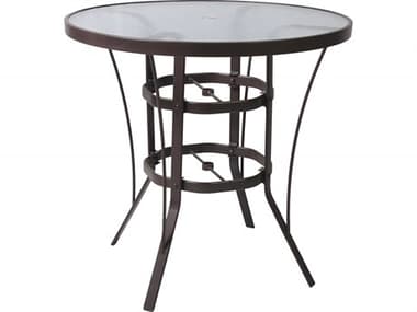 Suncoast Cast Aluminum Round Glass Top Outdoor Bar Table SU42BKD