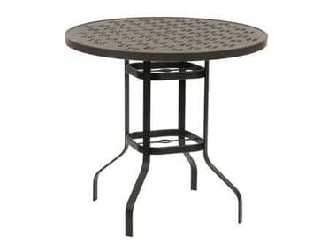 Suncoast Patterned Square Aluminum 42'' Round Metal Bar Table with Umbrella Hole SU42BPA