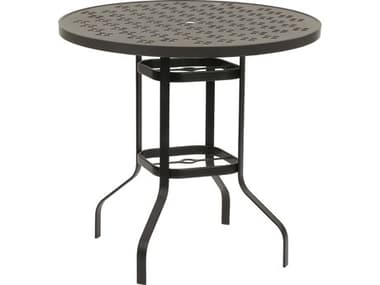 Suncoast Patterned Square Aluminum Round Metal Outdoor Patio Bar Table with Umbrella Hole SU42BPA