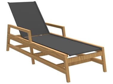 Summer Classics Seashore Quick Ship N-dura Wood Sling Chaise Lounge with Arms SUM1282QS