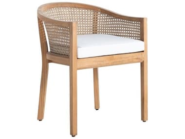Summer Classics Playa Teak Natural/Raffia Dining Arm Chair with Cushion SUM1420128