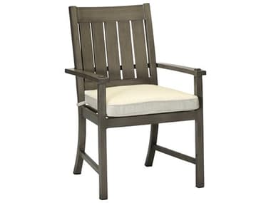 Summer Classics Croquet Aluminum Quick Ship Slate Grey Dining Arm Chair in Linen Dove SUM333031QS