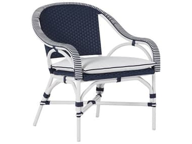 Summer Classics Savoy Aluminum Wicker Chalk/White/Navy Lounge Chair SUM3345109