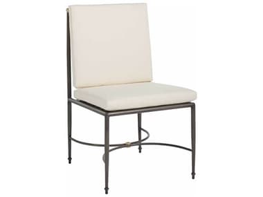 Summer Classics Roma Quick Ship Aluminum Slate Grey Dining Side Chair in Linen Snow SUM436831QS