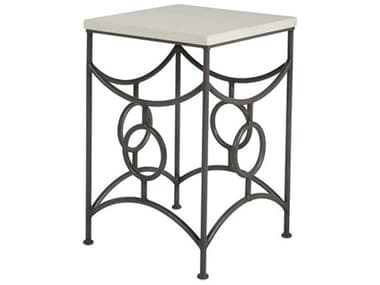 Summer Classics Trestle Wrought Iron 20'' Wide Square Superstone Top End Table SUM4375