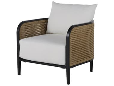 Summer Classics Havana Quick Ship N-dura Resin Wicker Black/Natural Lounge Chair in Linen Snow SUM438084QS