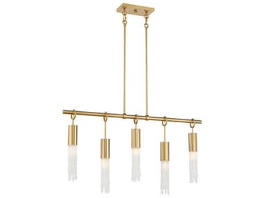 Savoy House Chelsea 40" 5-Light Warm Brass Cylinder Island Pendant SV113655322