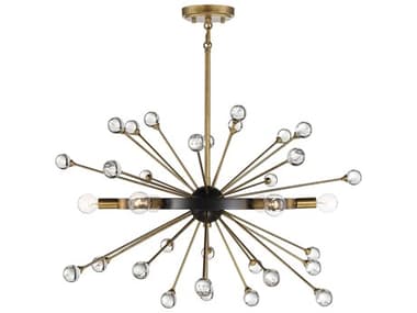 Savoy House Ariel 25" 6-Light Como Black Gold Crystal Sputnik Pendant SV11857662