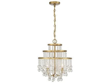 Savoy House Luna 16" Wide 3-Light Warm Brass Crystal Tiered Chandelier SV118653322