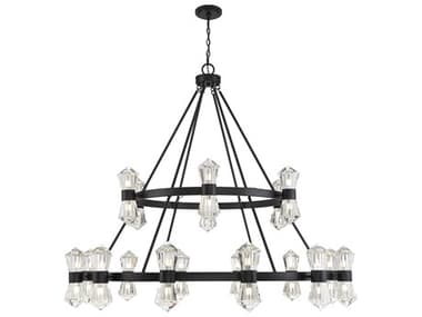 Savoy House Dryden 60" Wide 36-Light Matte Black Crystal LED Tiered Chandelier SV119383689