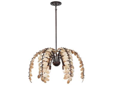 Savoy House Grecian 30" Wide 6-Light Champagne Mist Coconut Shell Brown Geometric Chandelier SV12579626