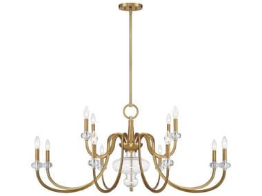 Savoy House Bergdorf 49" Wide 12-Light Warm Brass Chandelier SV1580312322