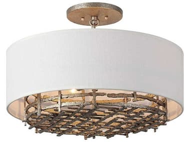 Savoy House Cameo 20" 4-Light Champagne Luxe Silver Drum Semi Flush Mount SV61067410