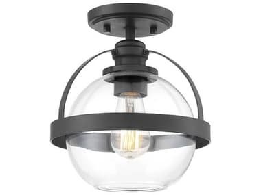 Savoy House Pendleton 9" 1-Light Matte Black Glass Globe Semi Flush Mount SV67200189
