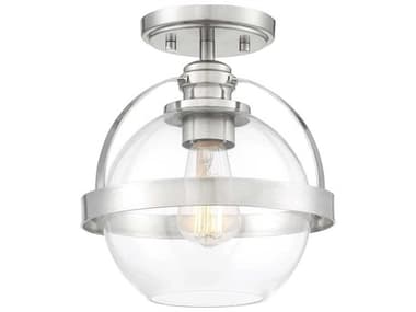 Savoy House Pendleton 9" 1-Light Satin Nickel Glass Globe Semi Flush Mount SV672001SN