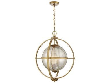 Savoy House Pearl 21" 3-Light Warm Brass Glass Globe Pendant SV718723322
