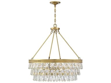 Savoy House Windham 28" 6-Light Warm Brass Crystal Round Pendant SV787016322
