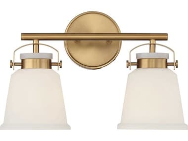 Savoy House Kaden 16" Wide 2-Light Warm Brass Glass Vanity Light SV816272322