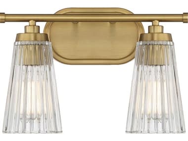 Savoy House Chantilly 14" Wide 2-Light Warm Brass Glass Vanity Light SV817452322