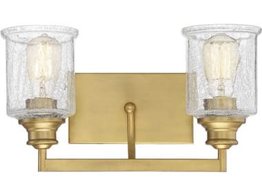 Savoy House Hampton 16" Wide 2-Light Warm Brass Glass Vanity Light SV819722322