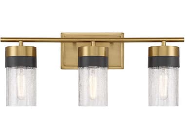 Savoy House Brickell 22" Wide 3-Light Warm Brass Glass Vanity Light SV836003322