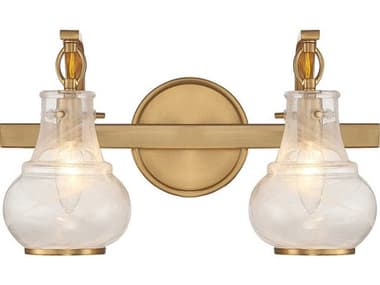 Savoy House Adams 15" Wide 2-Light Warm Brass Glass Vanity Light SV844172322