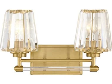 Savoy House Garnet 16" Wide 2-Light Warm Brass Crystal Vanity Light SV860012322