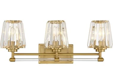 Savoy House Garnet 24" Wide 3-Light Warm Brass Crystal Vanity Light SV860013322