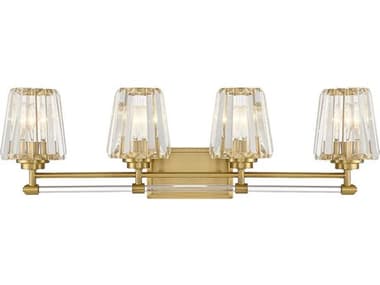 Savoy House Garnet 32" Wide 4-Light Warm Brass Crystal Vanity Light SV860014322