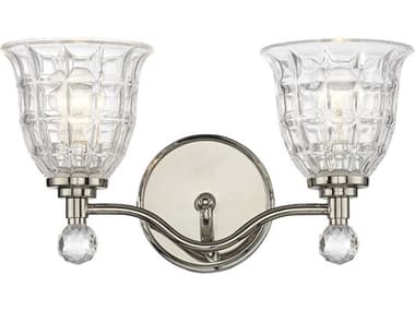 Savoy House Birone 16" Wide 2-Light Polished Nickel Crystal Glass Vanity Light SV88802109